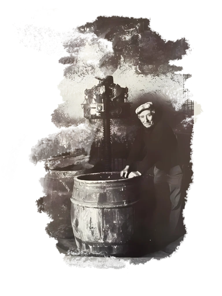 Photo ancienne en noir et blanc de Marcel Aumonier avec des bordures de style aquarelle